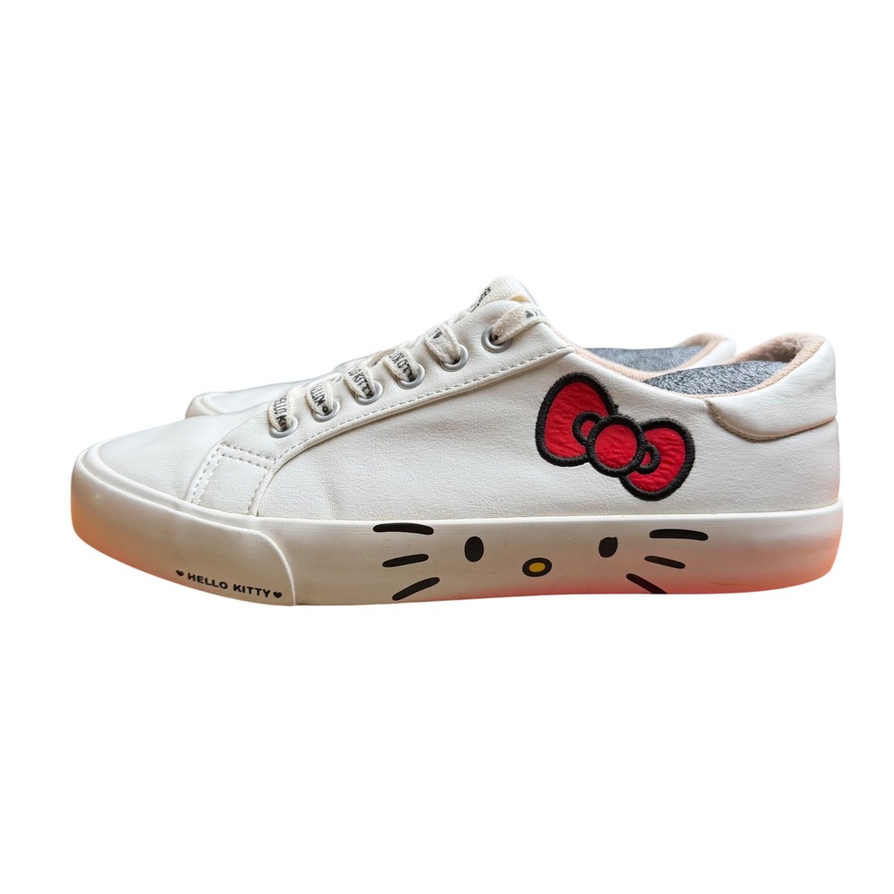 Zara Hello Kitty Low Top Sneakers White Red Bow Y2K Kawaii Kidcore Girlhood 6